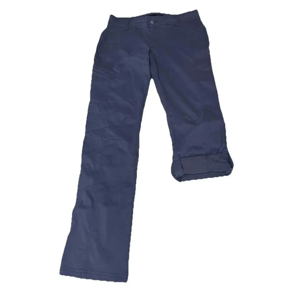 Prana Womens 4 Hallena Cargo Pants Storymy Night Roll Up Hiking Camping Nylon - Picture 2 of 8